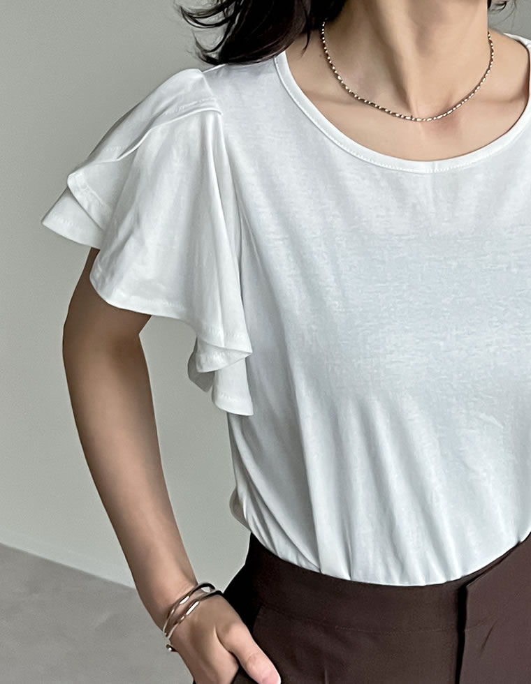 フリルスリーブ半袖Tシャツ