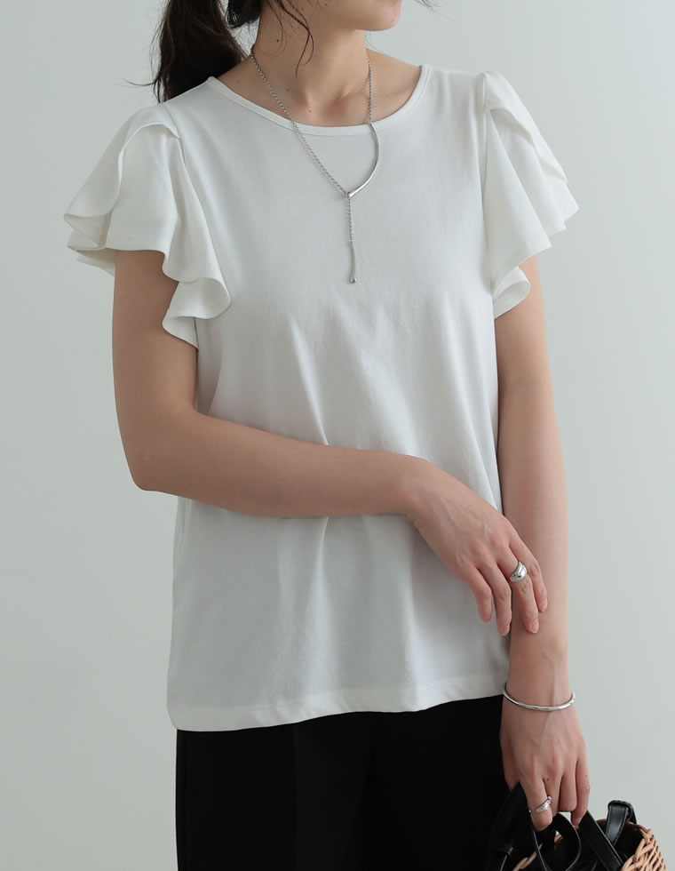 フリルスリーブ半袖Tシャツ