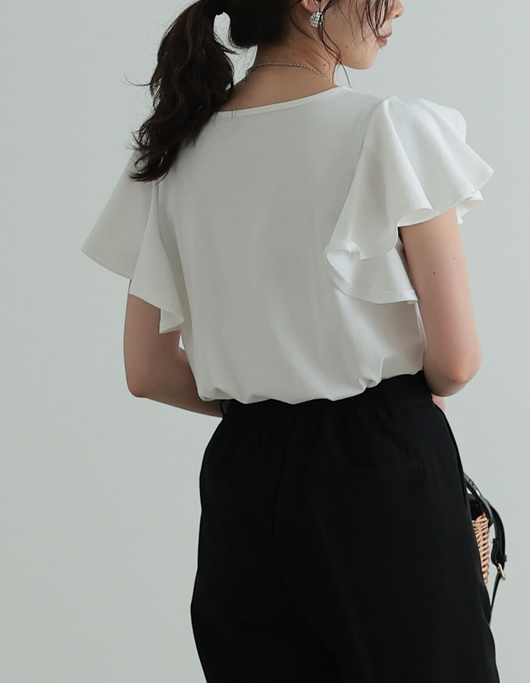 フリルスリーブ半袖Tシャツ