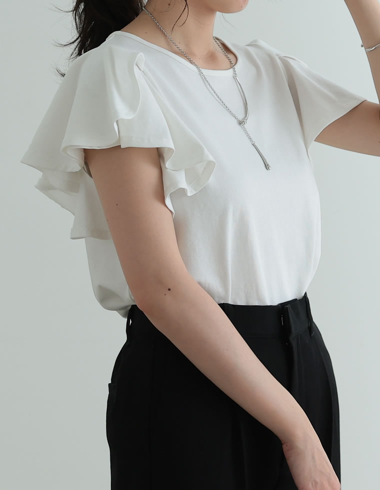 フリルスリーブ半袖Tシャツ