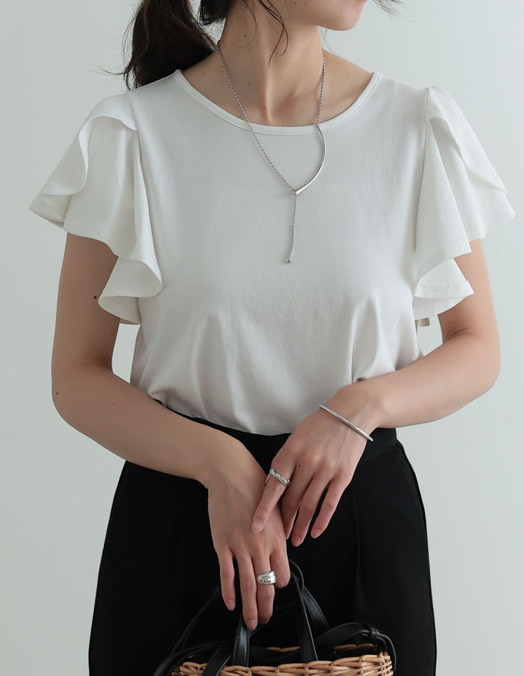 フリルスリーブ半袖Tシャツ