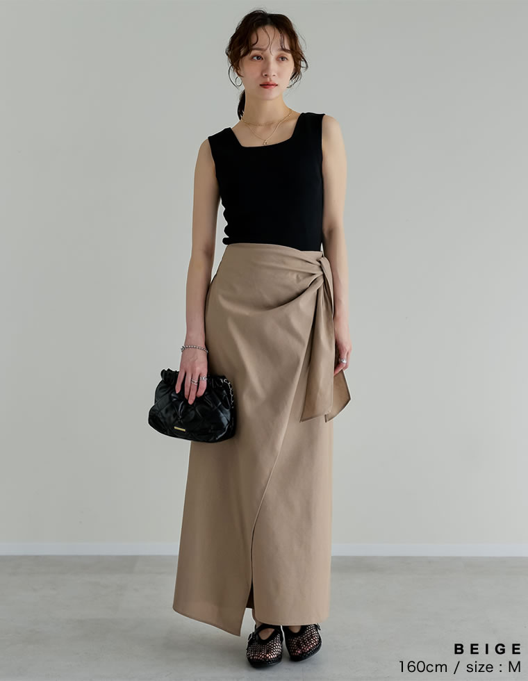コットンリネンラップ風スカート