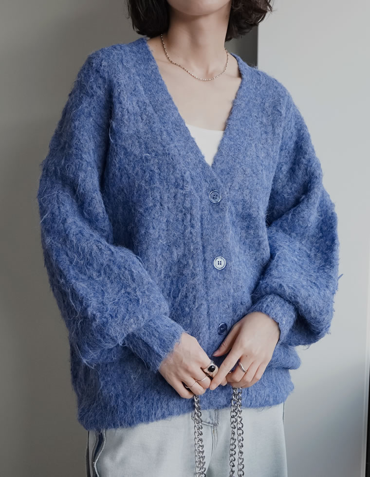 MIXカラーシャギーニットカーディガン