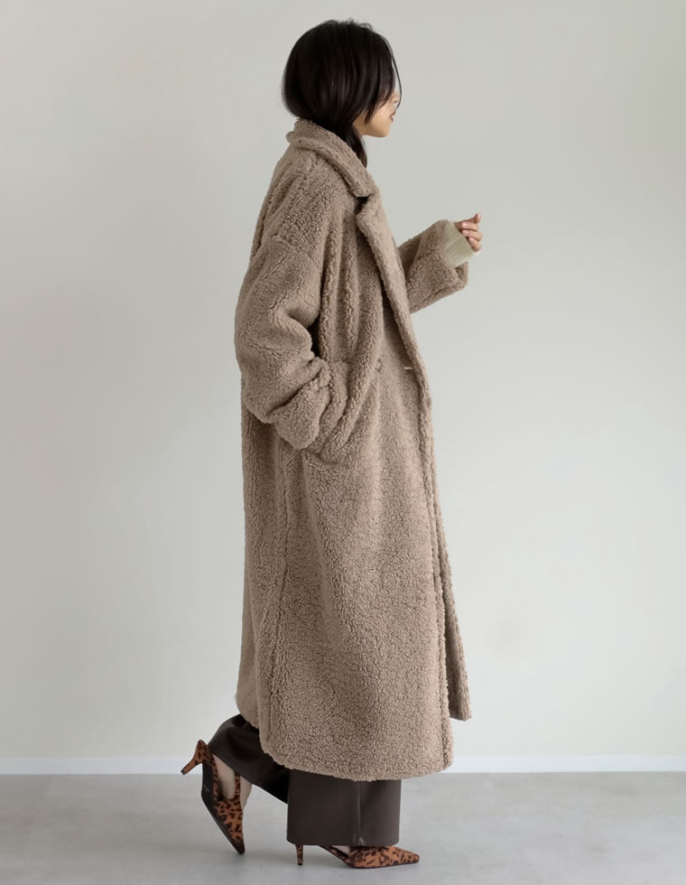 ボアビッグカラーダブルチェスターコート