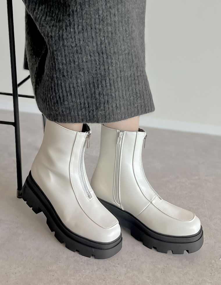 フロントジップトラックソールブーツ
