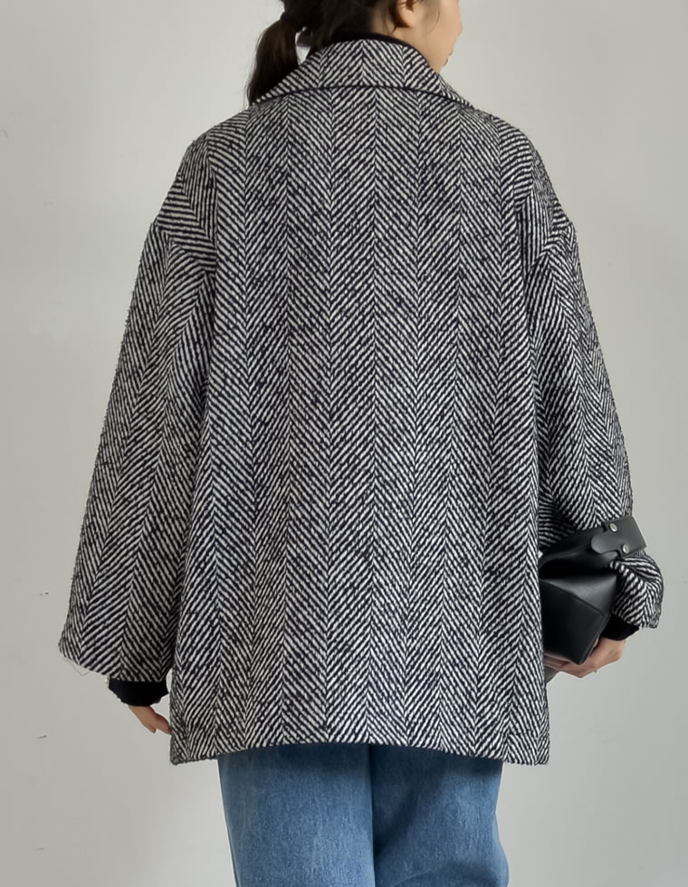 ヘリンボーンダブルジャケットコート