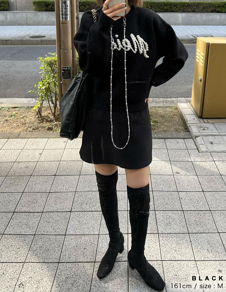 パールロゴニットトップス