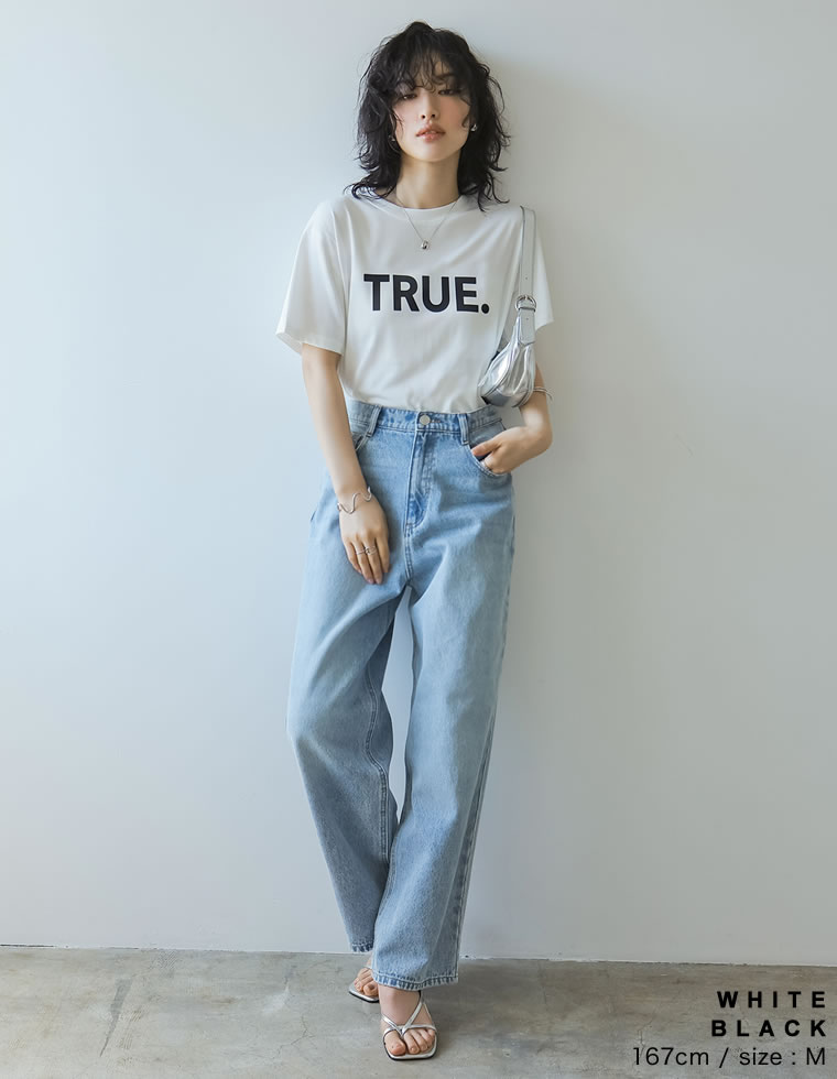 TRUEメタリックロゴプリントTシャツ