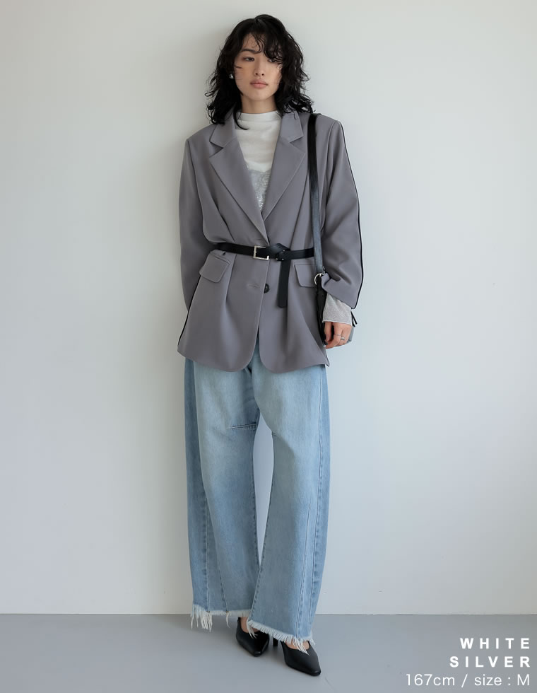 プチハイネックラメスリーブシアートップス