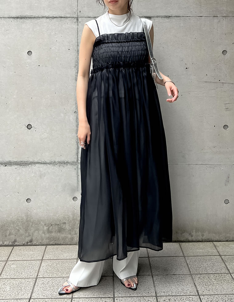 ラメオーガンジーキャミワンピース