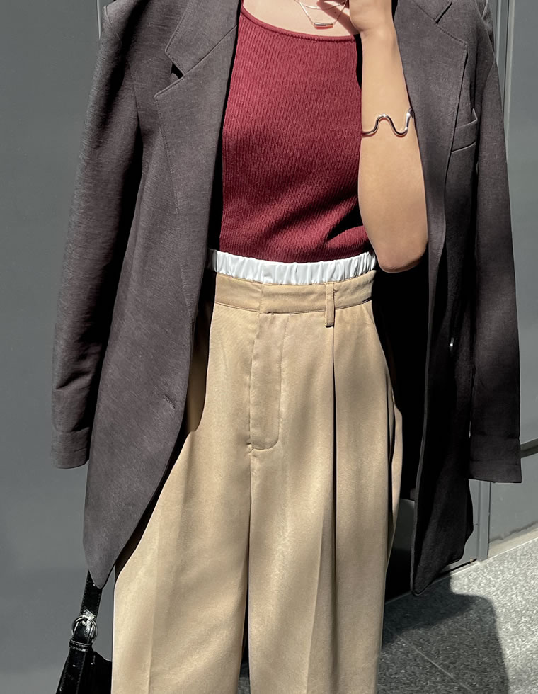 ソフトツイルダブルウエストスラックスパンツ