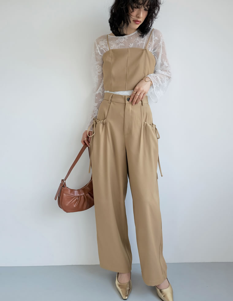 ソフトツイルリボンポケットバルーンパンツ