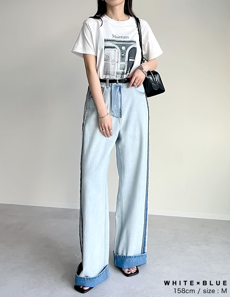 モノトーンプリントTシャツ