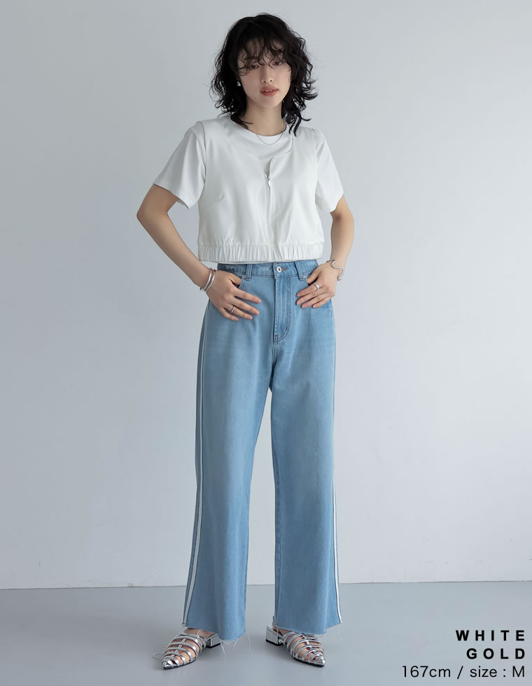 クロップド丈スパンコールロゴTシャツ