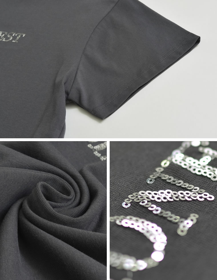 クロップド丈スパンコールロゴTシャツ