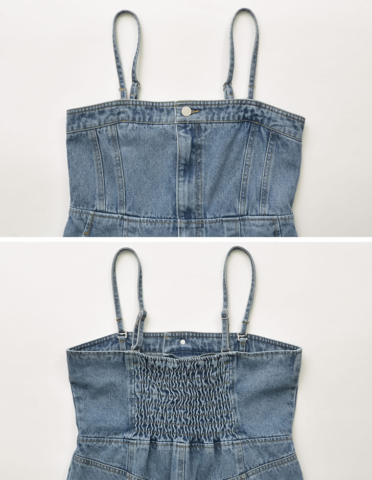 コットンデニムベアオールインワン
