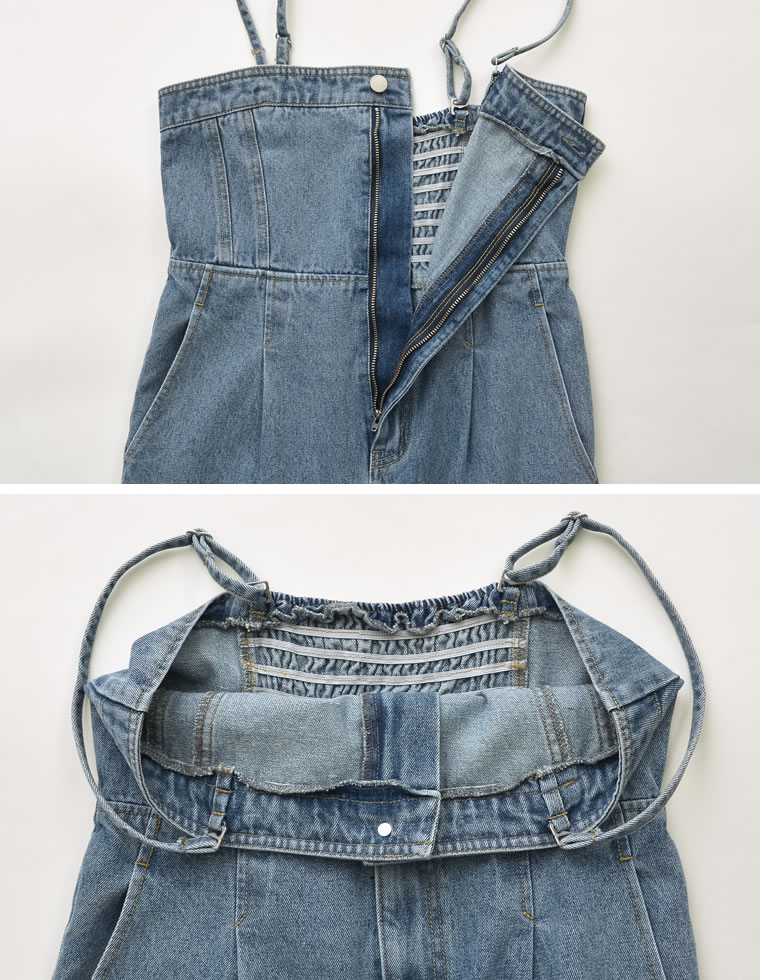コットンデニムベアオールインワン