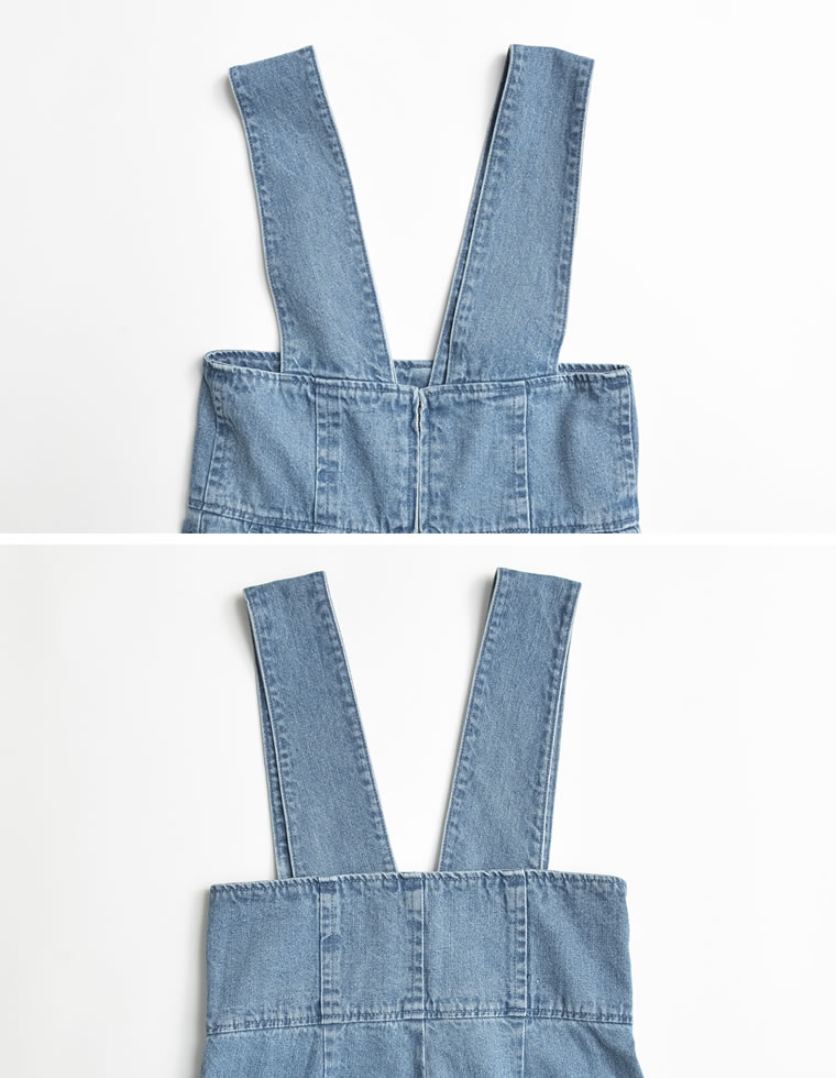 フロントジップリサイクルデニムサロペット