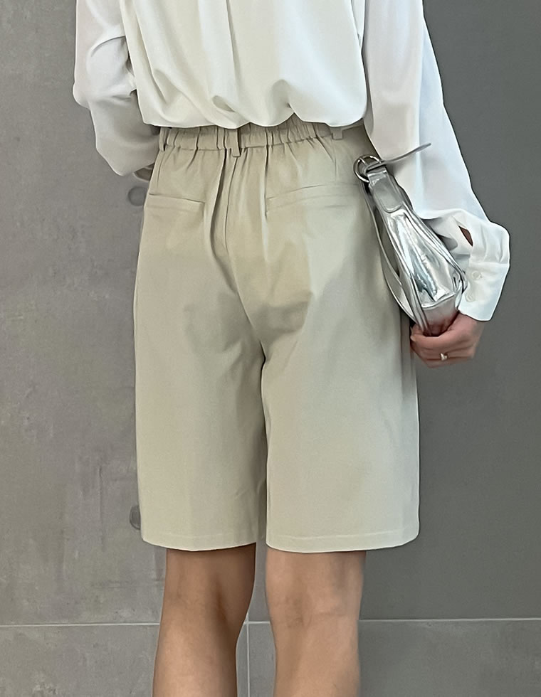 ライトツイルマーベルトウエストデザインショートパンツ