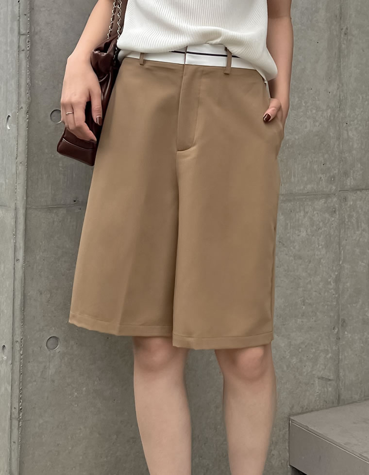 ライトツイルマーベルトウエストデザインショートパンツ