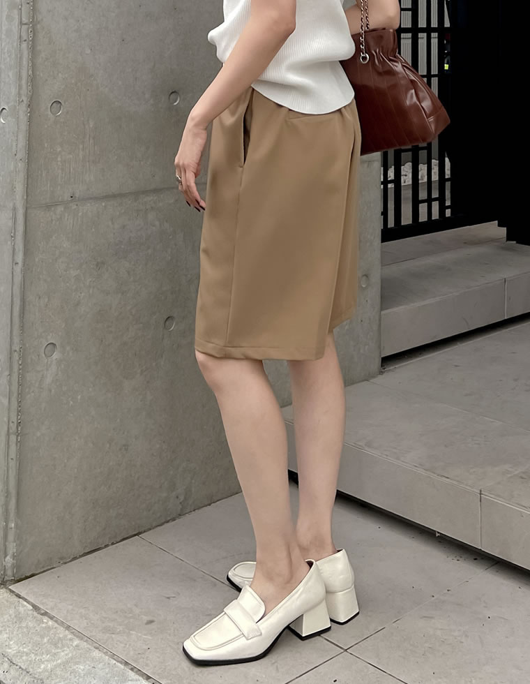 ライトツイルマーベルトウエストデザインショートパンツ
