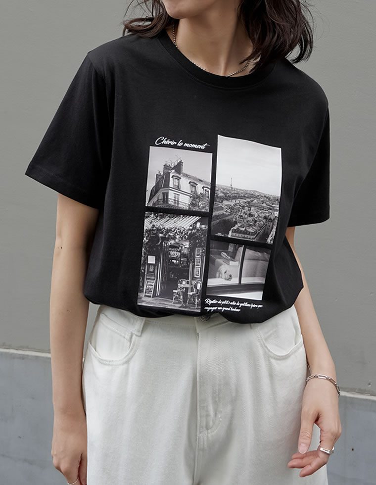 シーンナリーフォトプリントTシャツ