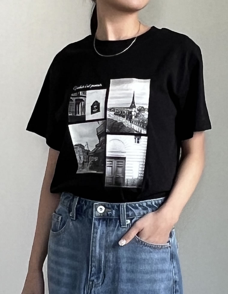 シーンナリーフォトプリントTシャツ