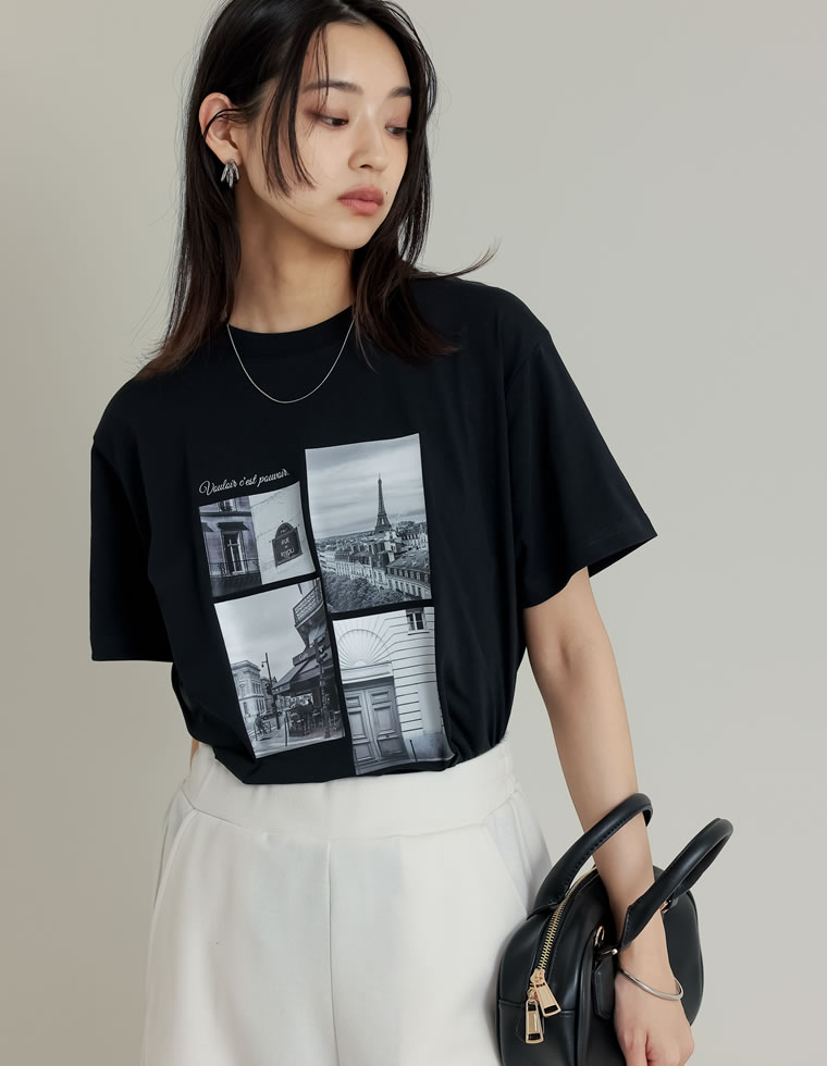 シーンナリーフォトプリントTシャツ