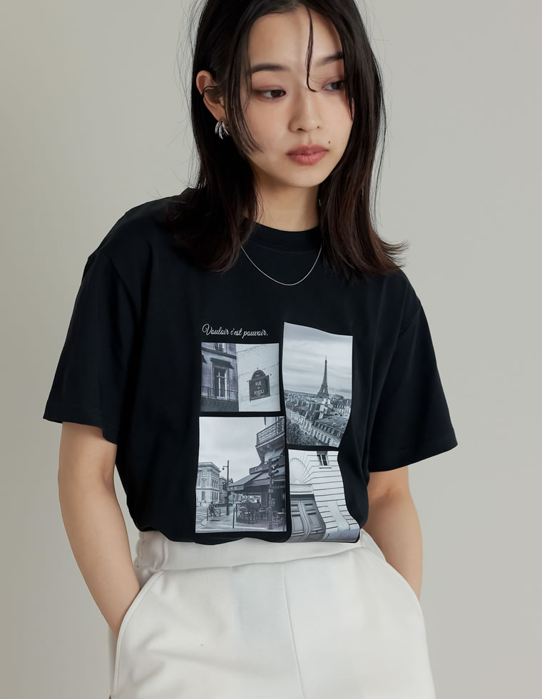シーンナリーフォトプリントTシャツ