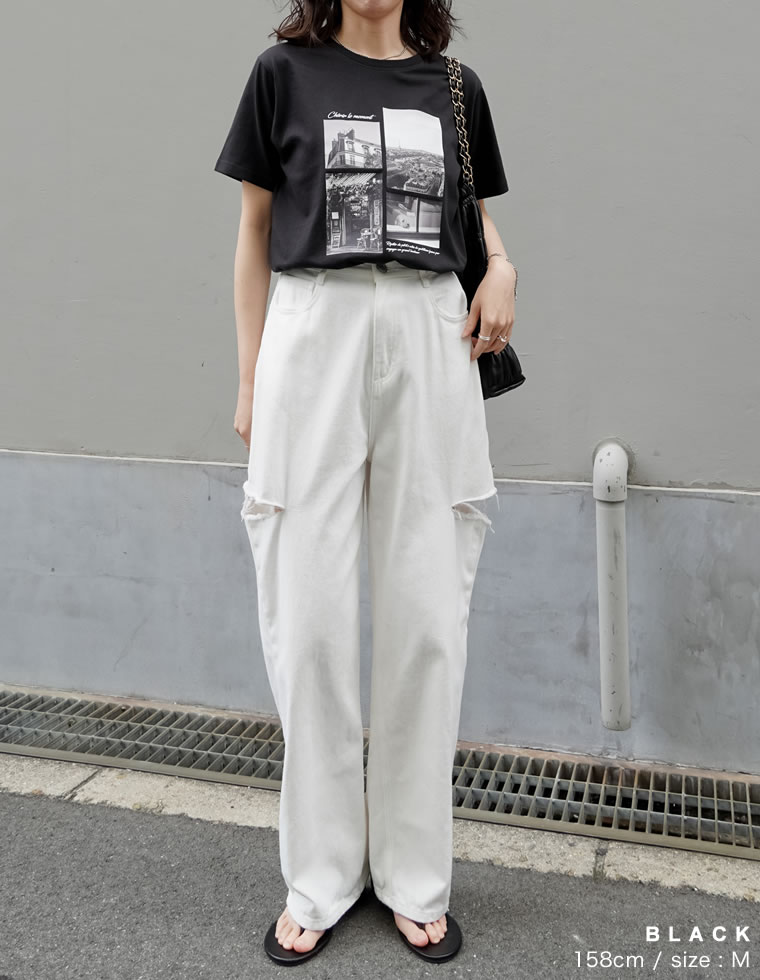 シーンナリーフォトプリントTシャツ