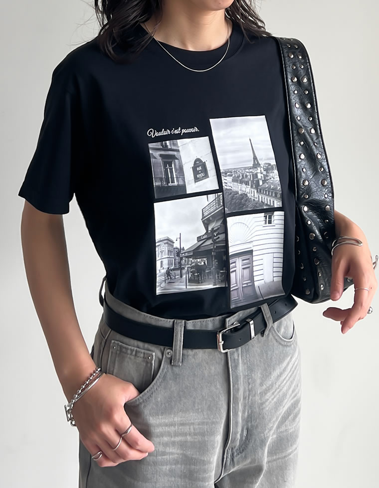シーンナリーフォトプリントTシャツ