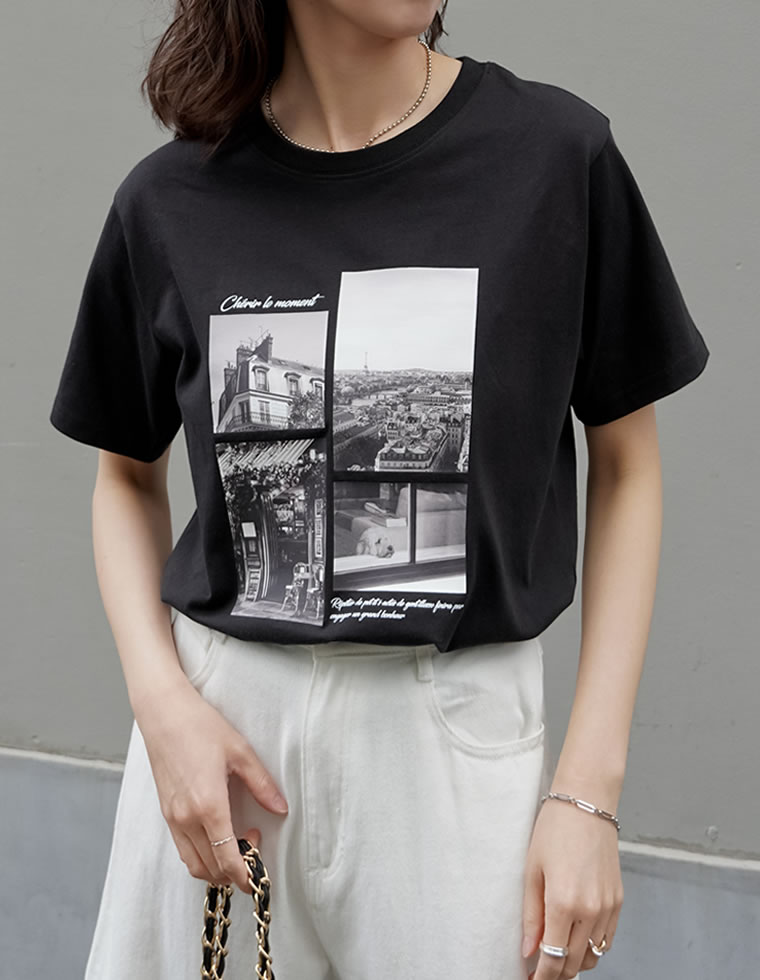 シーンナリーフォトプリントTシャツ