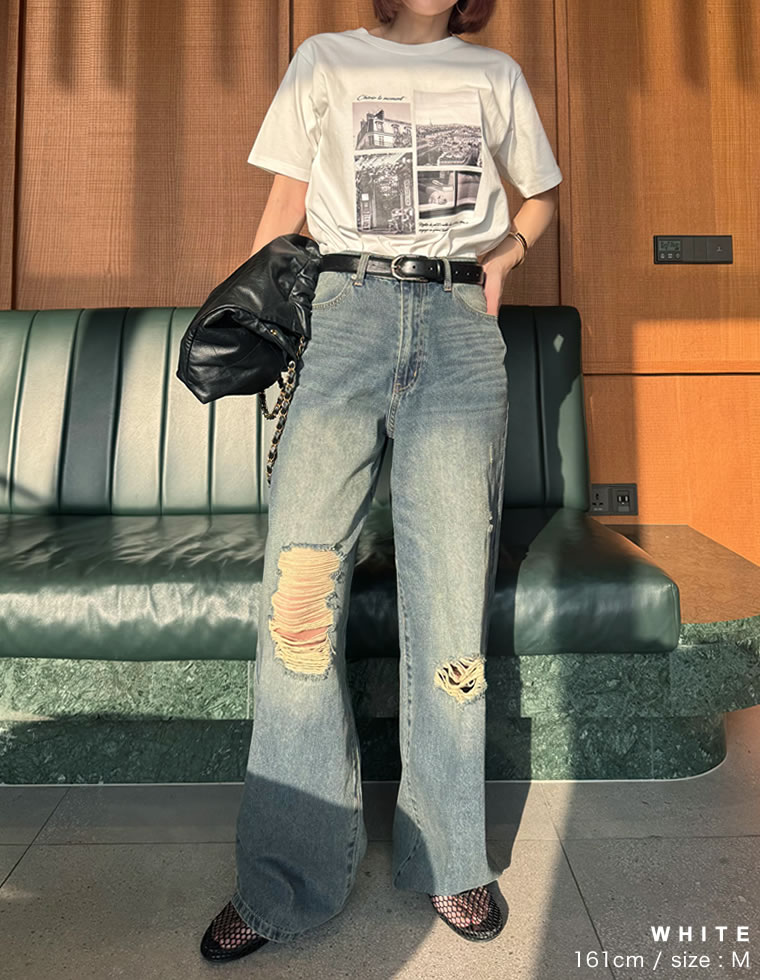 シーンナリーフォトプリントTシャツ