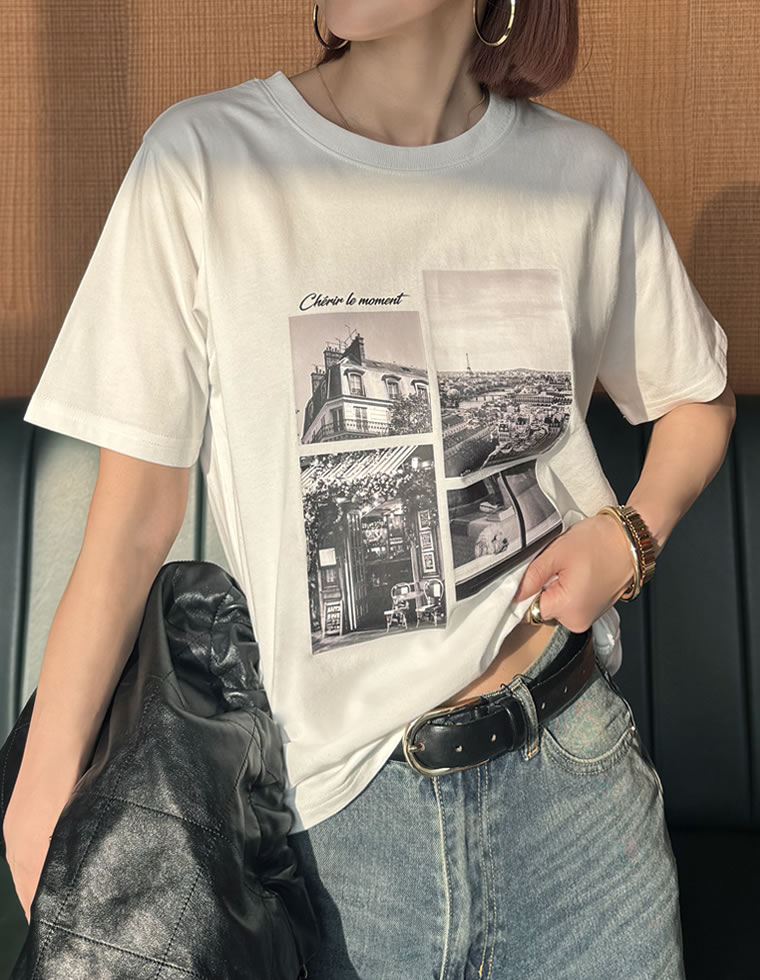 シーンナリーフォトプリントTシャツ