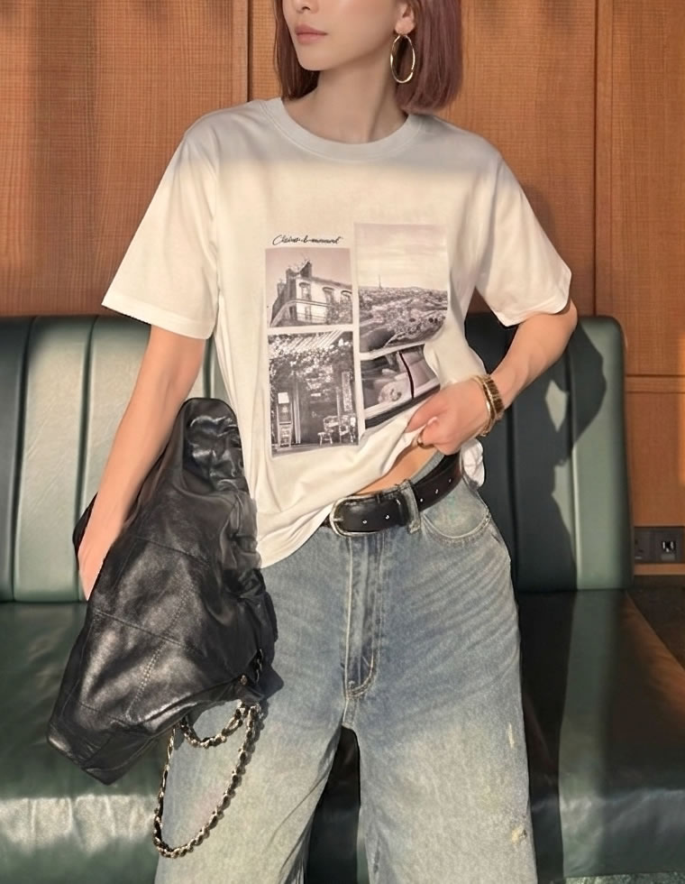 シーンナリーフォトプリントTシャツ