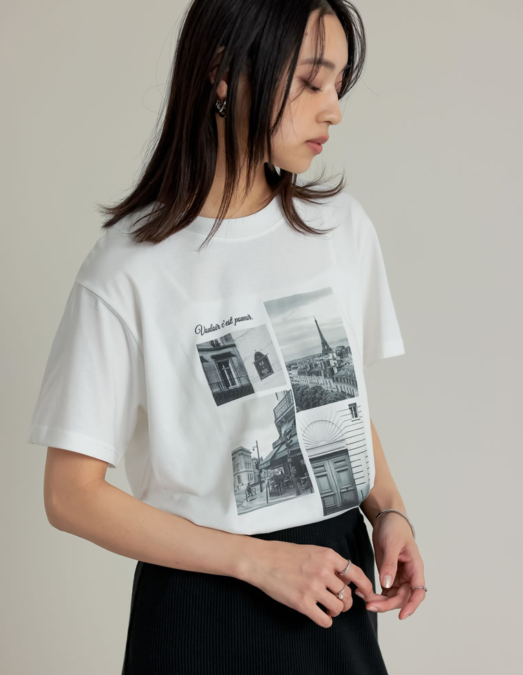 シーンナリーフォトプリントTシャツ