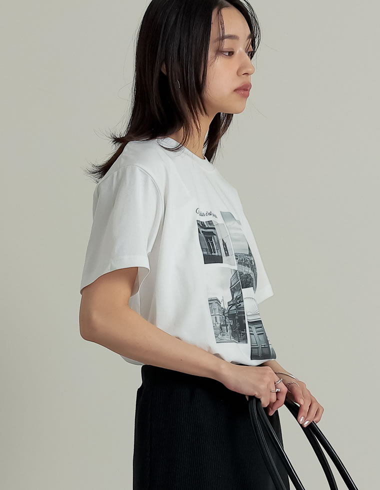 シーンナリーフォトプリントTシャツ