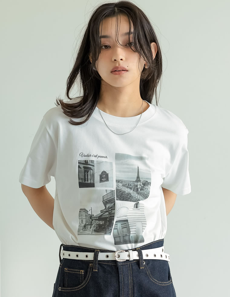 シーンナリーフォトプリントTシャツ