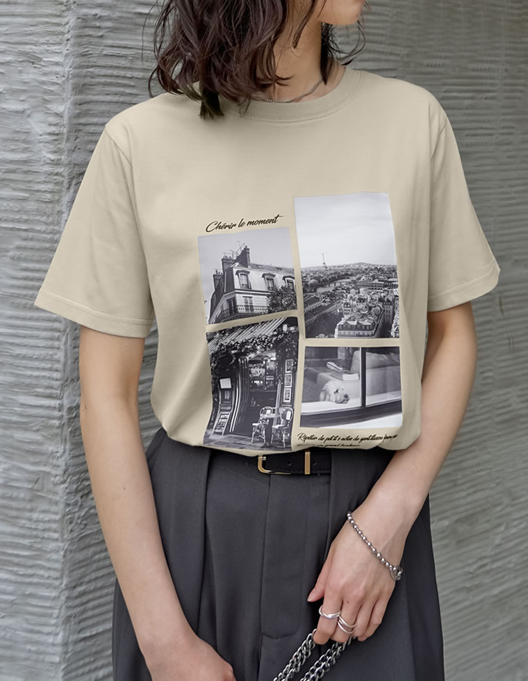 シーンナリーフォトプリントTシャツ