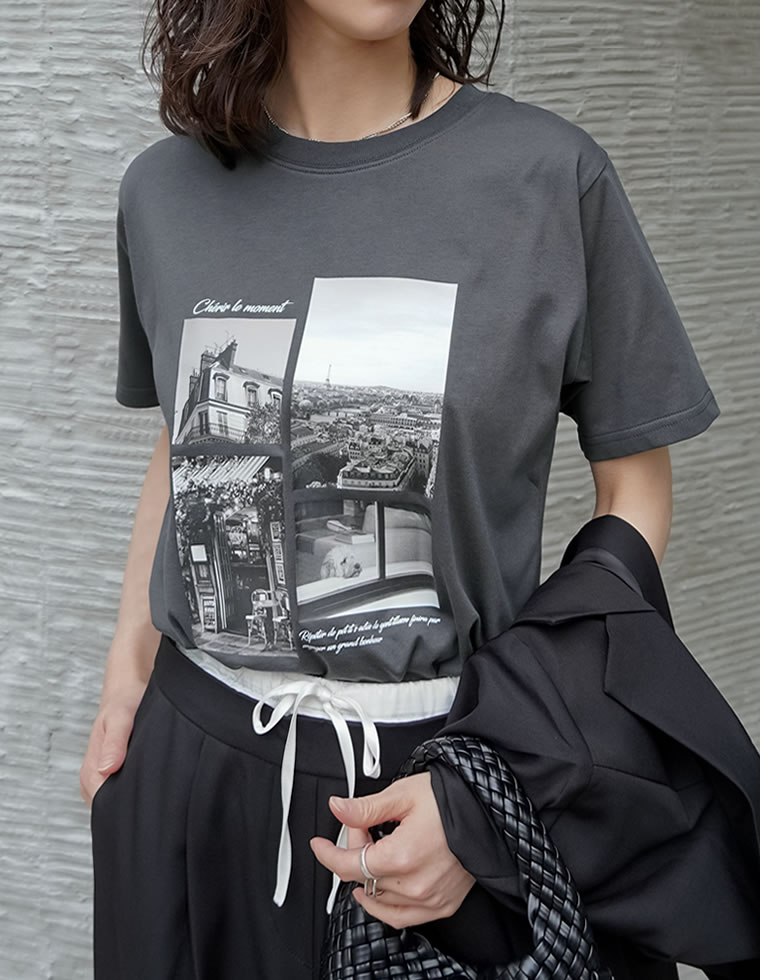 シーンナリーフォトプリントTシャツ