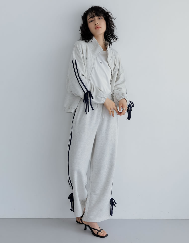 裏毛サイドラインリボンブルゾン