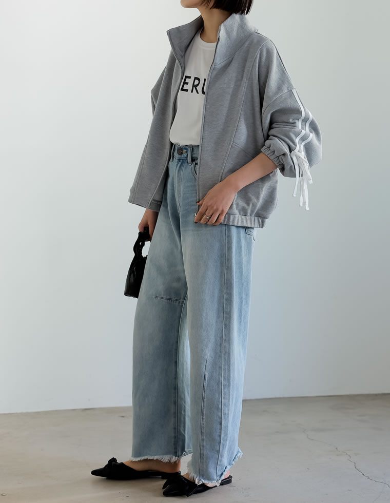 裏毛サイドラインリボンブルゾン