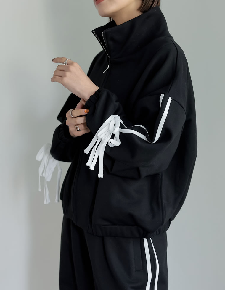裏毛サイドラインリボンブルゾン