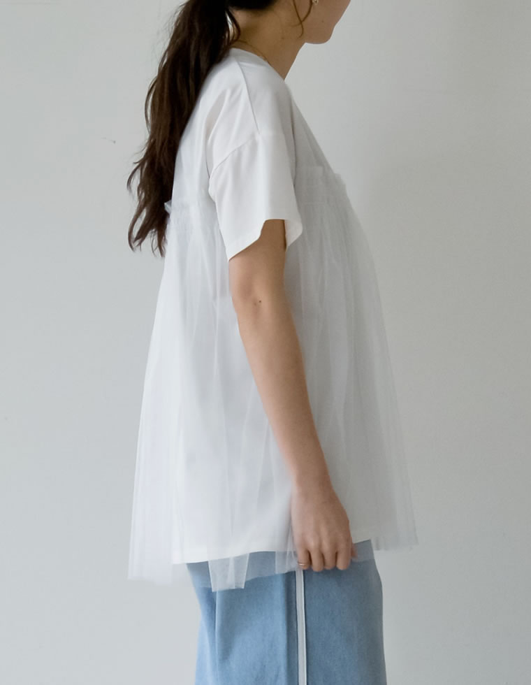 チュールドッキングビスチェライクベアデザインTシャツ