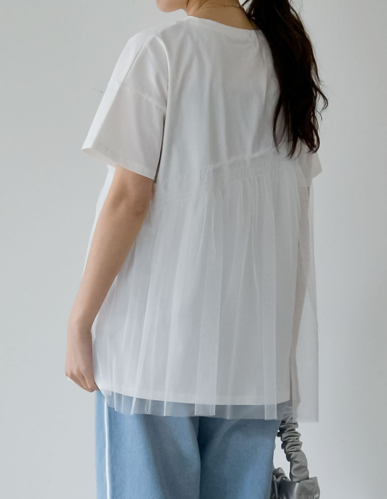 チュールドッキングビスチェライクベアデザインTシャツ