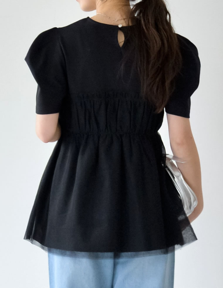 ギャザーチュールドッキングTシャツ