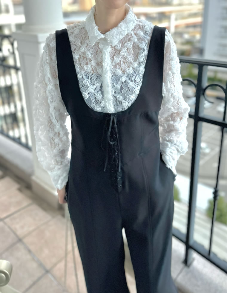 総フラワーレースオーバーサイズシャツ