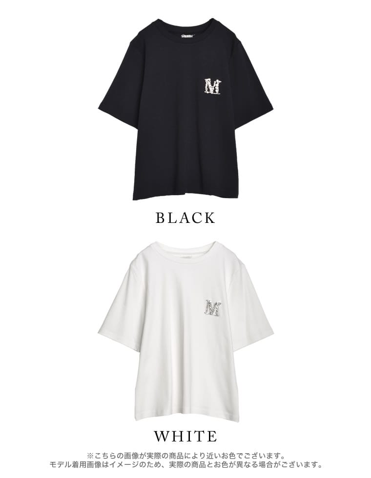 MロゴビジューモチーフTシャツ