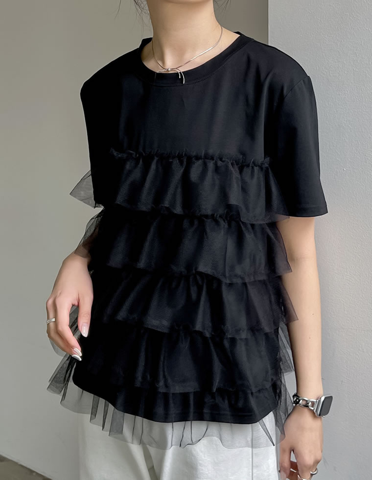 チュールティアードドッキングTシャツ