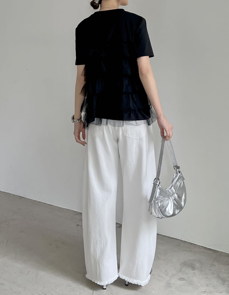 チュールティアードドッキングTシャツ